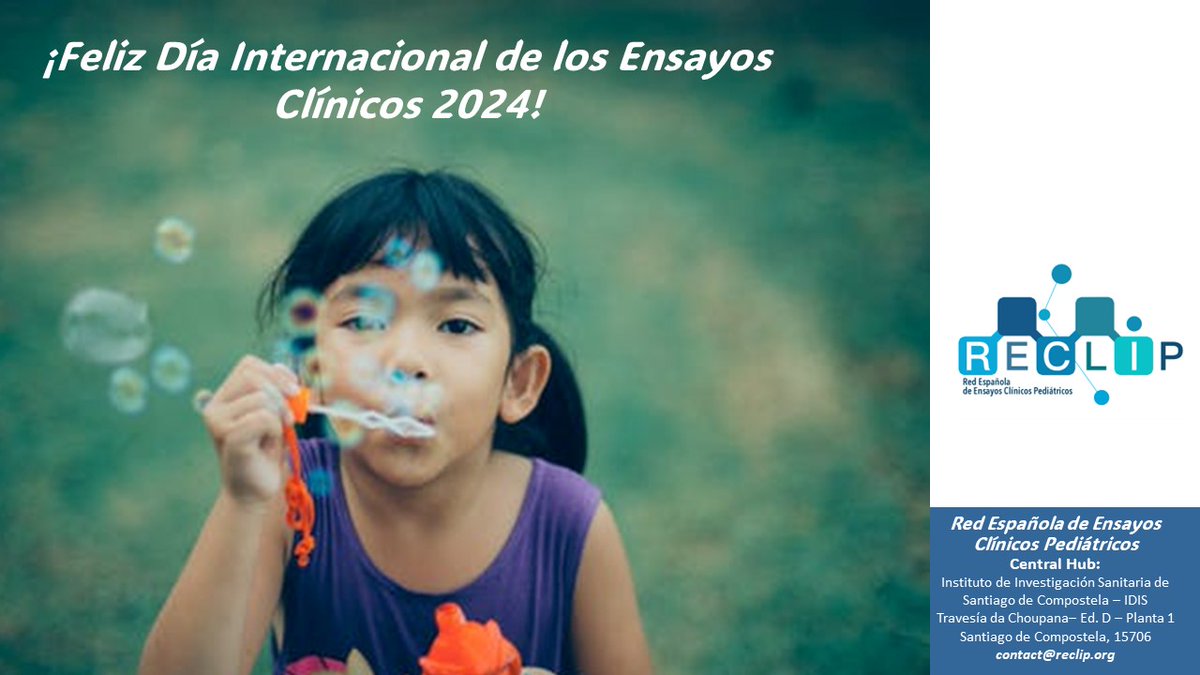 Hoy #DiaInternacionaldelosEnsayosClínicos queremos agradecer a los centros RECLIP, a l<a href="/s/">『S』</a> investigador@s y profesionales involucrad@s, su compromiso y trabajo con los #EnsayosClínicos #pediátricos, con el objetivo de desarrollar tratamientos eficaces para l@s niñ@s
🩺👩🏼‍🤝‍👩🏻💙GRACIAS💙