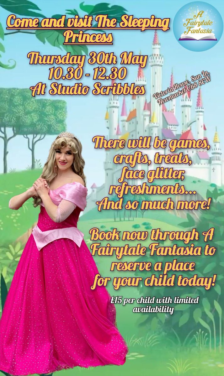 LoveNewmarket's tweet image. Some exciting events coming up at Studio Scribbles in the next few weeks. Visiting The Sleeping Princess on Thursday 30th May between 10.30 - 12.30 or enjoy an evening of pottery after hours and paint in peace 🎨 

#WhatsOn #StudioScribbles #SupportLocal #LoveNewmarket #Newmarket