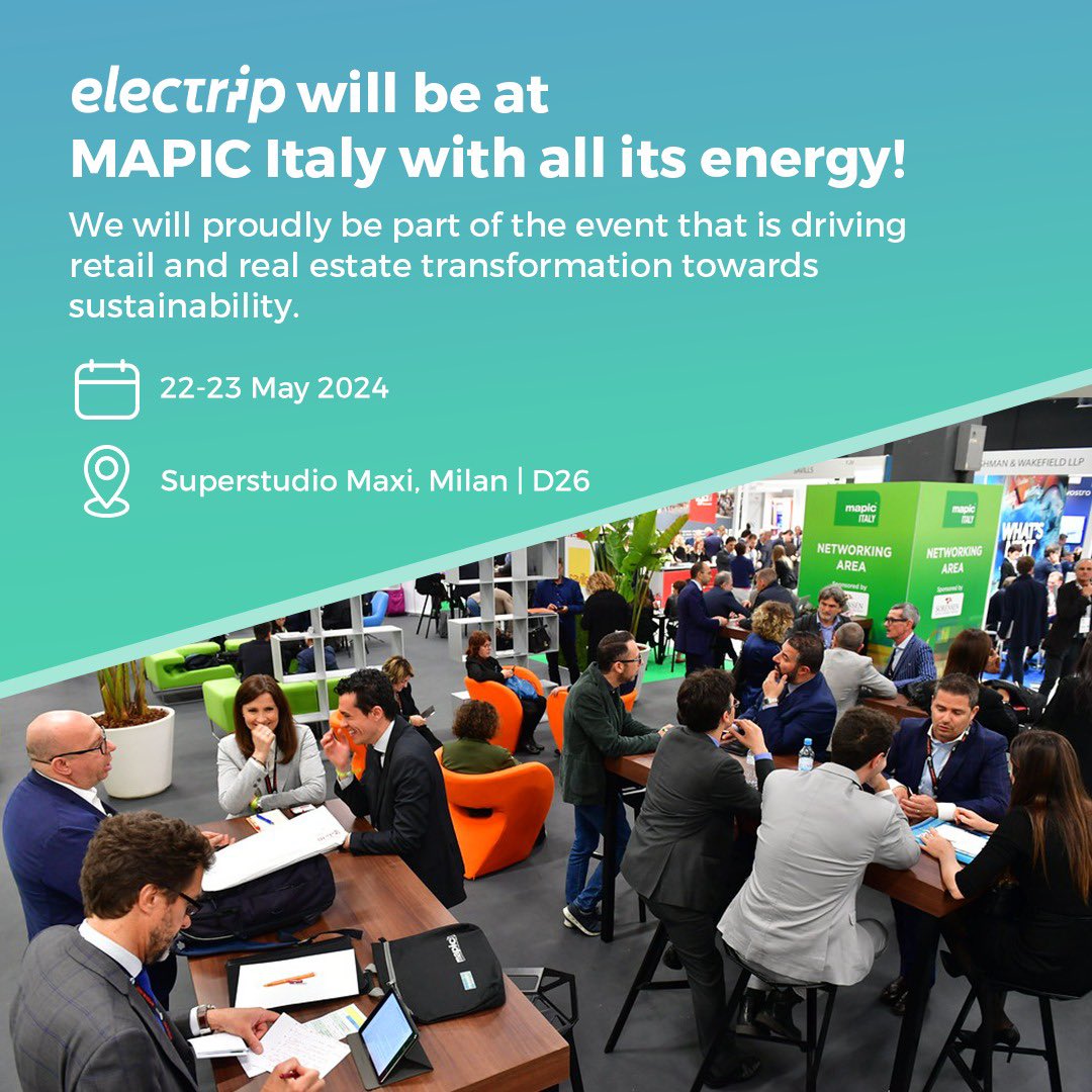 electripglobal's tweet image. Join us at MAPIC Italy on May 22-23 to experience the power of electrip!⚡ Let's connect and share the incredible energy in Milan. Don't miss out on this electrifying event! 🔋✨ #MAPICItaly #Electrip #EnergyBoost #Milan2024