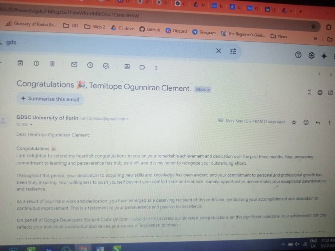 callme_TOC's tweet photo. 🎉 I received my UI/UX Design certificate from the Google Developer Student Club (UNILORIN) last week!

Completed the training in February. I've been using the knowledge to create impactful user-centered designs!

#UIUXDesign #GDSC #UNILORIN #Certification #Milestone https://t.co/9y6HIv77RD