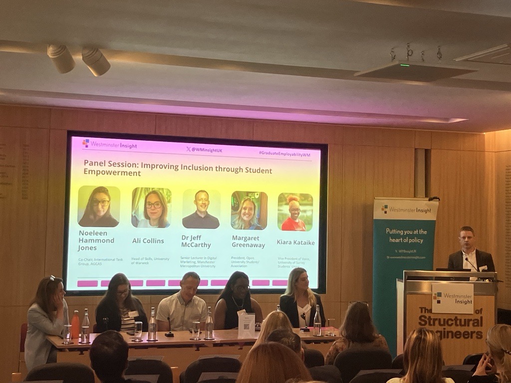 How to improve inclusion through student empowerment? We are joined by representatives from @ManMetUni, @AGCAS, @uniofwarwick, @uniofsurrey and @openuniversity for a panel discussion on this topic. #GraduateEmployabilityWM