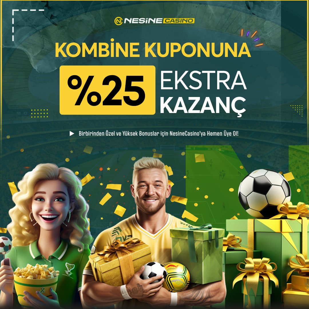 🔔Üye Ol: t2m.io/nesinecasinoli…

⚽️ #NesineCasino 'DAN KOMBİNE KUPONUNA %25 EKSTRA KAZANÇ 

⁉️ Kombine kuponlarda maç sayılarına göre ekstra kazanç yüzdeleri aşağıda verilmiştir;

❗️ Bütün Detaylar Sitemizde ❗️