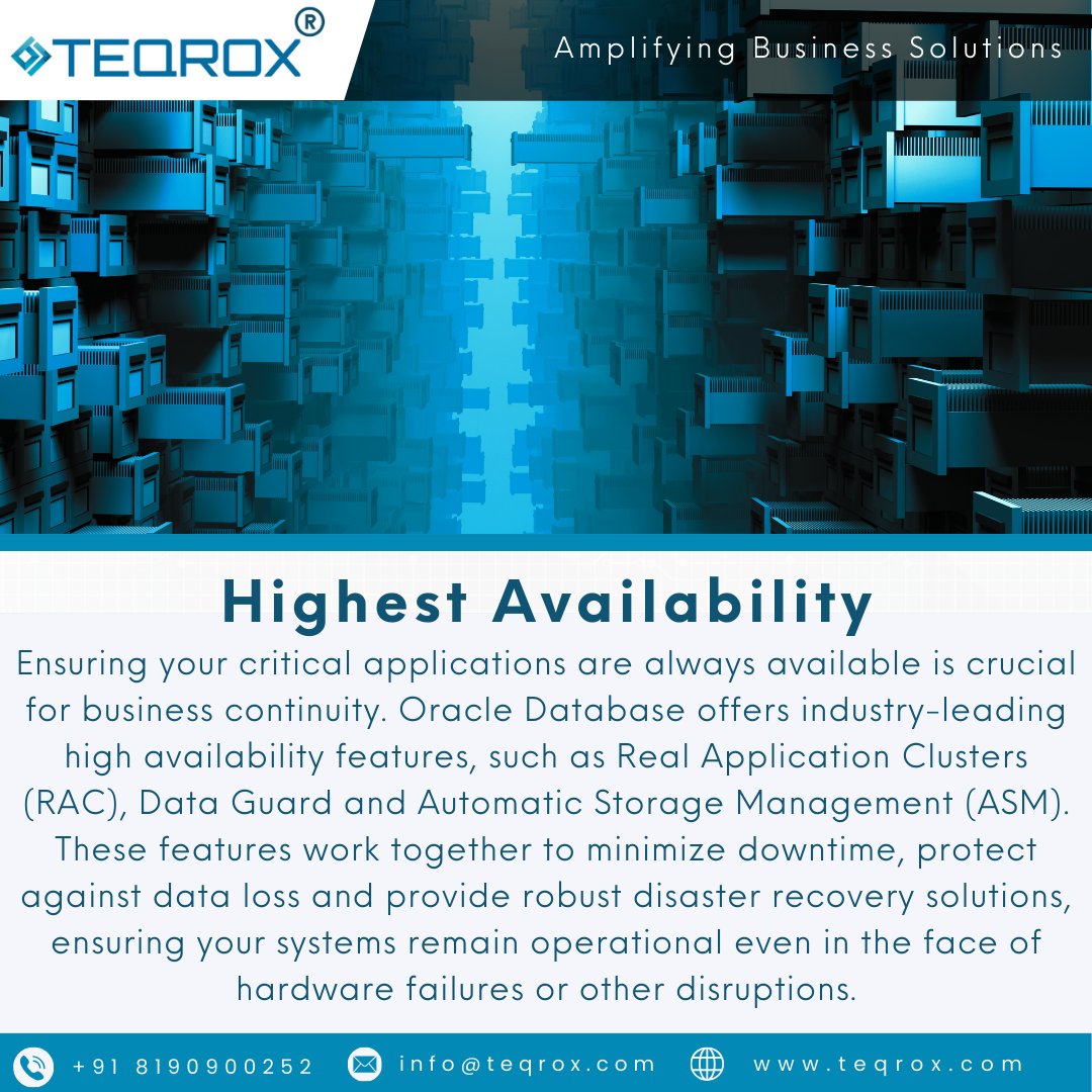 Teqroxsolutions's tweet image. 🚀 Elevate your data strategy with Oracle Database
🧑💻 Discover why Oracle Database is the choice for leading businesses
#databasemanagement #oracle #oracledatabasemanagement #datasolutions #datainfrastructure #informartiontechnology #teqrox