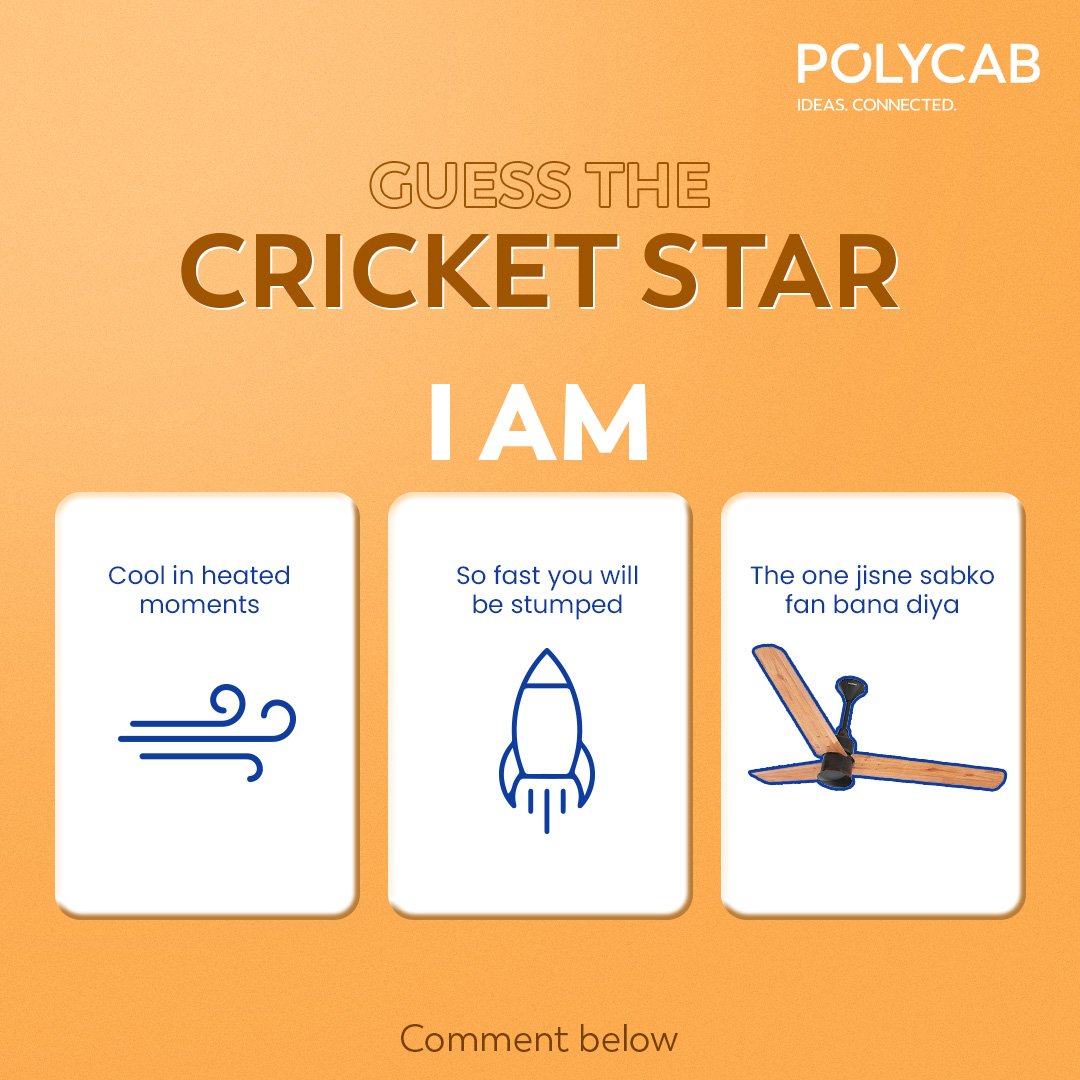Time to play ball and guess the IPL star! Match the clues with your cricket smarts and reveal the ultimate fan favorite! Drop your guesses below for a chance to score big! Visit: bit.ly/3QGqrtY #Polycab #IdeasConnected #Cricket #T20 #PolycabSilencioMini