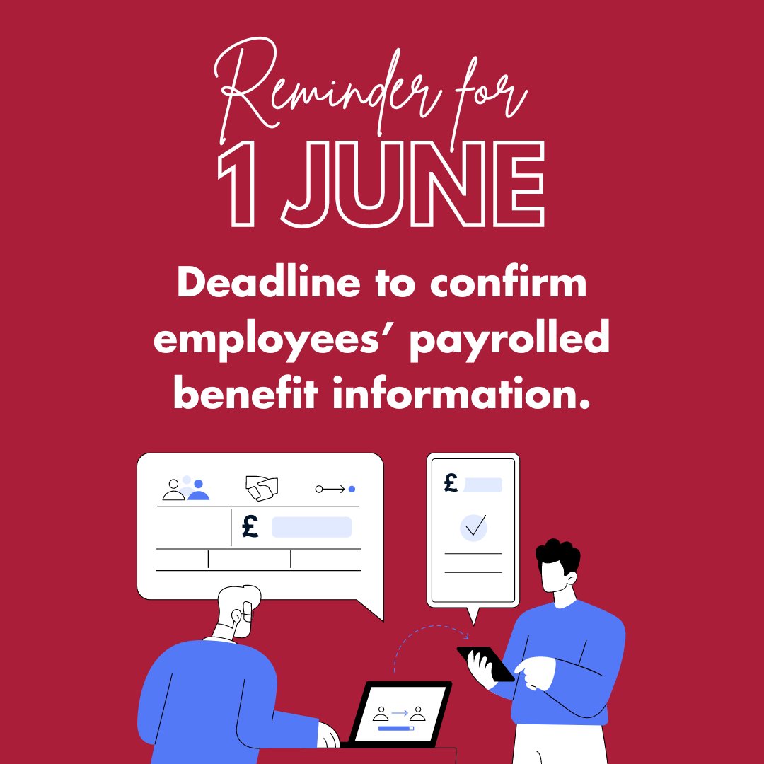 ⏳ The deadline is coming up! ⏳

If your employees receive payrolled benefits, you must confirm this information with them before 1 June.

If you need advice on your payroll, contact us today.

#BIK #Payroll