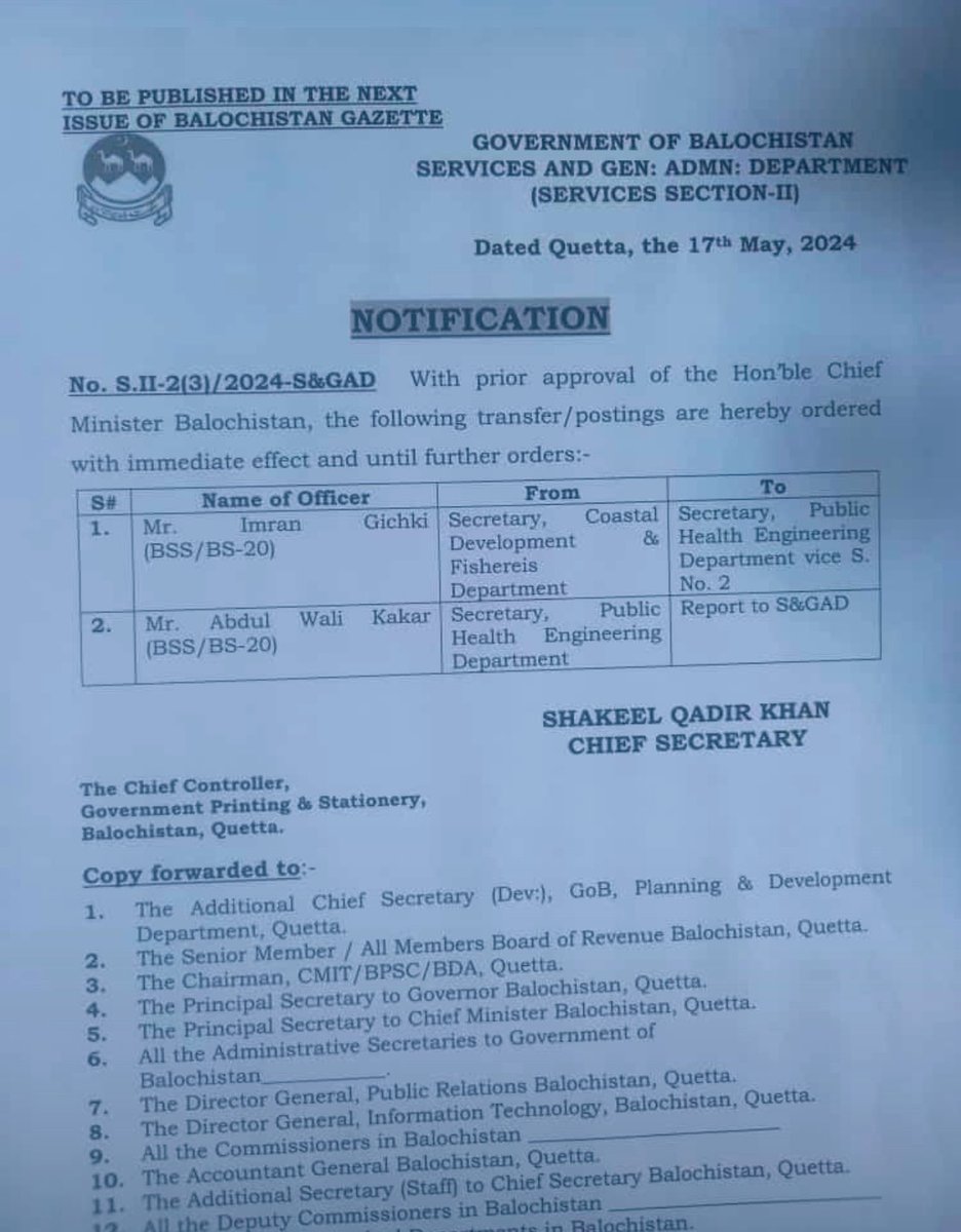 Alhumdulillah assumed charge of Secretary Public Health Engineering Department Balochistan <a href="/dpr_gob/">Govt. of Balochistan</a>