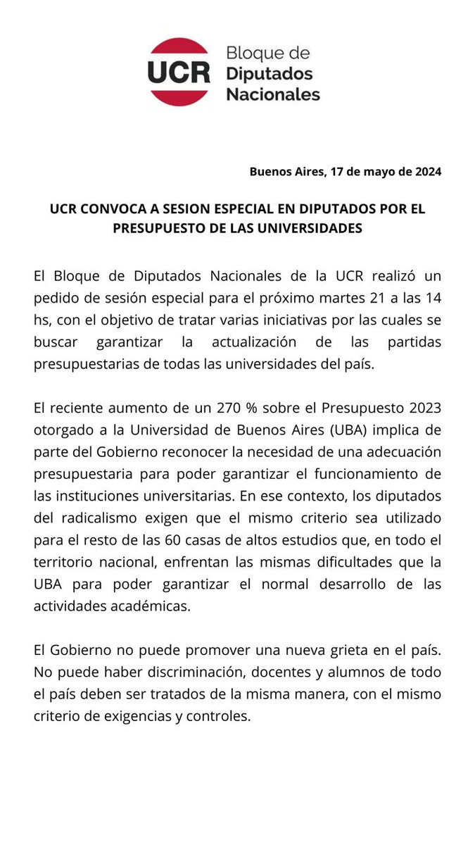 KBanfi's tweet photo. Solicitamos a @DiputadosAR tratar el financiamiento universitario y garantizar la actualización de las partidas presupuestarias en todas las casas de altos estudios del país sin distinción, ni condicionamientos. Por eso pedimos una Sesión Especial para mañana.👇 https://t.co/7999o2qlSw