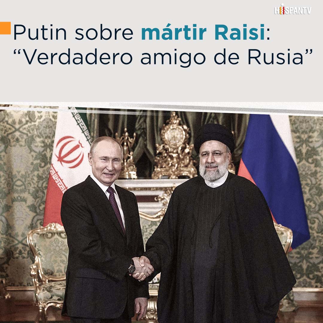 ⚫️🇷🇺 #Putin sobre mártir Raisi: “Verdadero amigo de Rusia” 🔺El presidente de Rusia, Vladímir Putin, ha expresado este lunes sus condolencias por el martirio del presidente de Irán, Ebrahim Raisi, en un accidente de helicóptero. 💬“Ebrahim Raisi fue un destacado político cuya