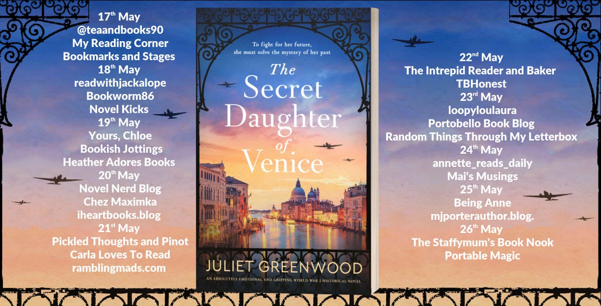 Thank you to @KarenLNHollis for inviting me to be interviewed about my #amwriting journey as part of the blog tour for #TheSecretDaughterofVenice @Stormbooks_co with @rararesources! #histfic #WW2 #Venice iheartbooks.blog/2024/05/20/aut…