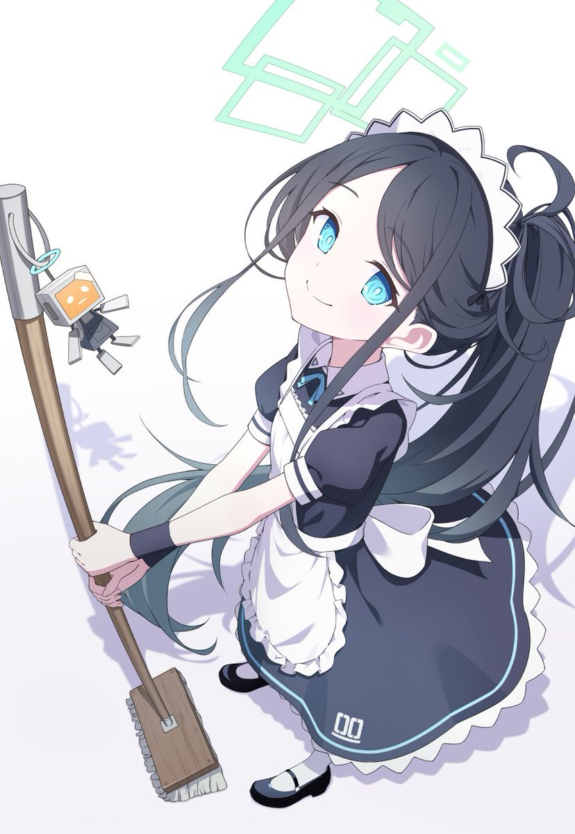 aris (blue archive) ,aris (maid) (blue archive) 1girl solo long hair looking at viewer smile blue eyes simple background  illustration images