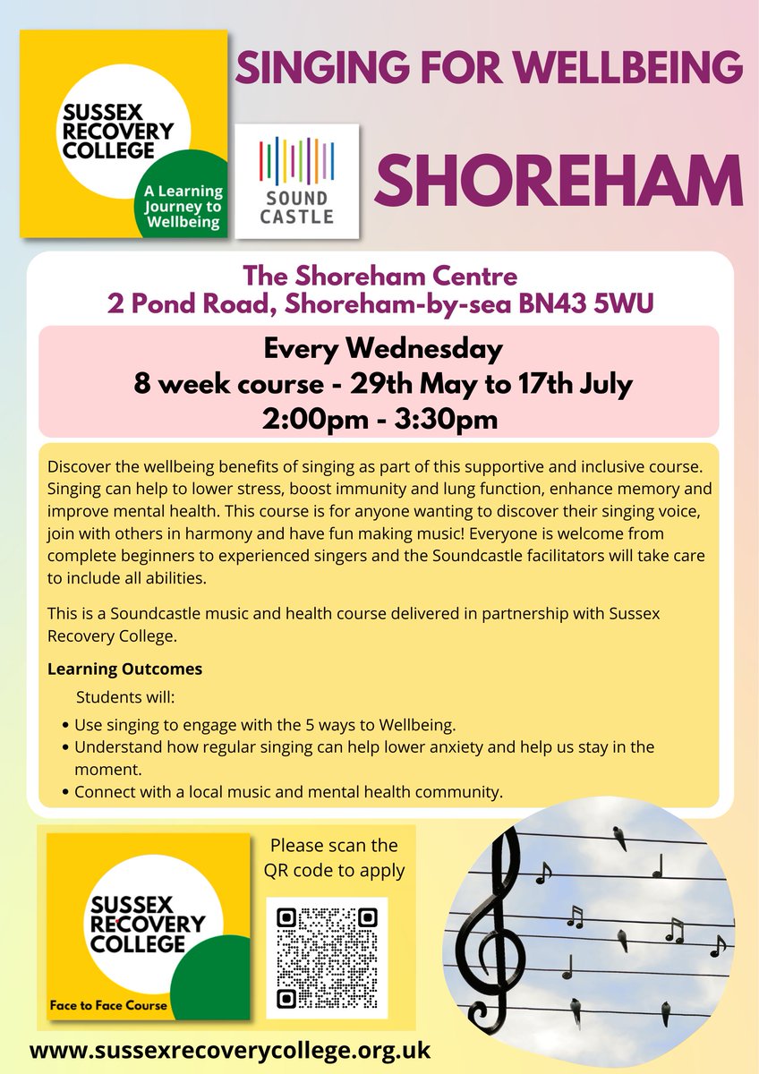 3 wonderful in person courses with our partners @SoundcastleTeam 🪕🪇🎵

To sign up please follow the link
src.envelope.host/courses/course…

All courses are free and available for those living in Sussex 

Please share