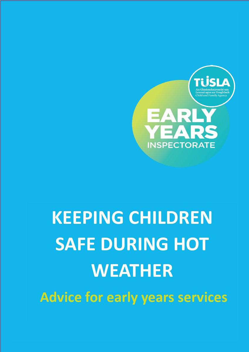 During warm weather, it's crucial to prioritise the safety of children.

Gain valuable insights on identifying and addressing heat-related risks in the <a href="/tusla/">Tusla - Child and Family Agency</a> Early Years Inspectorate's 'Keeping Children Safe During Hot Weather' leaflet.

Download here: bit.ly/3QsRPMV