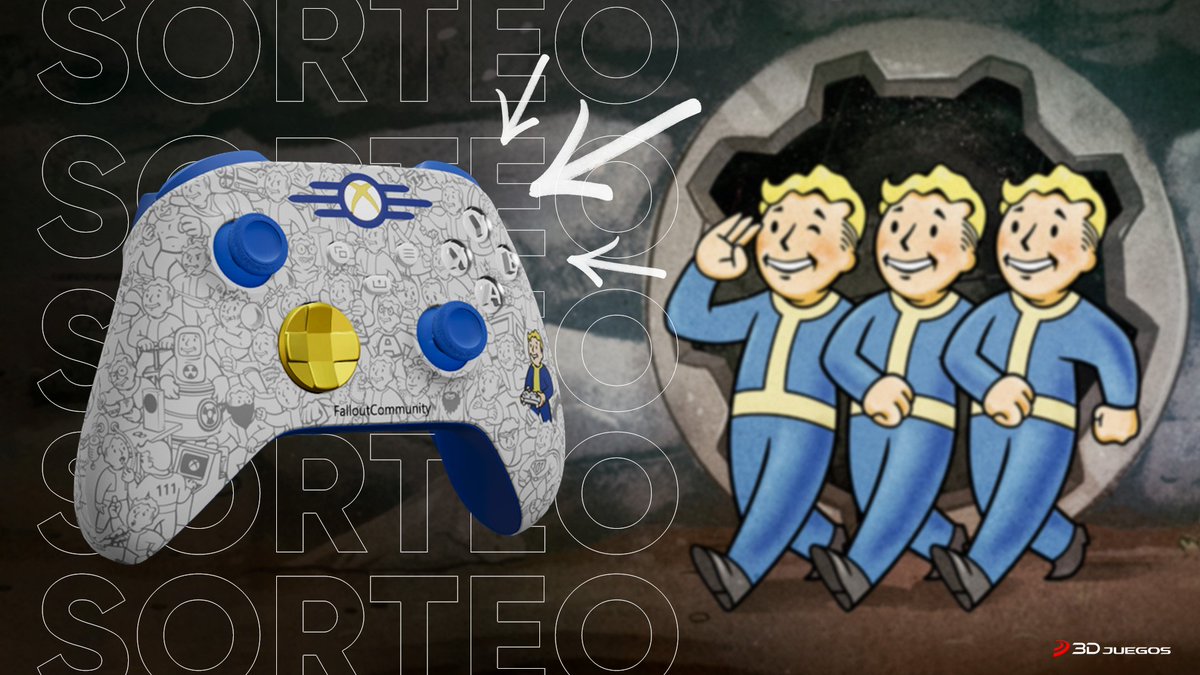 SORTEO 🎮 ¡Consigue este mando de Xbox basado en Fallout que ha sido creado por la comunidad! ☢️ Síguenos @3djuegos & @bethesda_ESP ☢️ RT este tuit ☢️ Usa #Fallout y dinos ¿cuál es tu Fallout favorito y por qué? Solo España y dura 24h* Más imágenes del mando ⇊