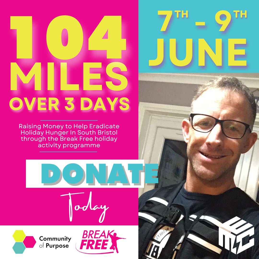 Craig O'Brien of EMC Electrical Group is taking on yet another challenge to raise money for our Break Free programme! Craig is running 44 miles from Bridgewater to Bristol on Friday, a marathon in Bristol on Saturday & 34 miles from Bristol to Monmouth. justgiving.com/crowdfunding/C…