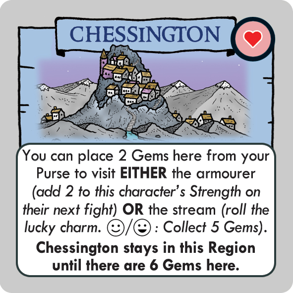 A selection of the new Mountain Region cards from the 2nd ed of Paupers' Ladder. Discover waterfalls, frozen vases and dwarven parties, or go exploring in Chessington and Cloud Stairway.

You can pre order the 2nd edition of Paupers' Ladder from bedsitgames.co.uk/shop