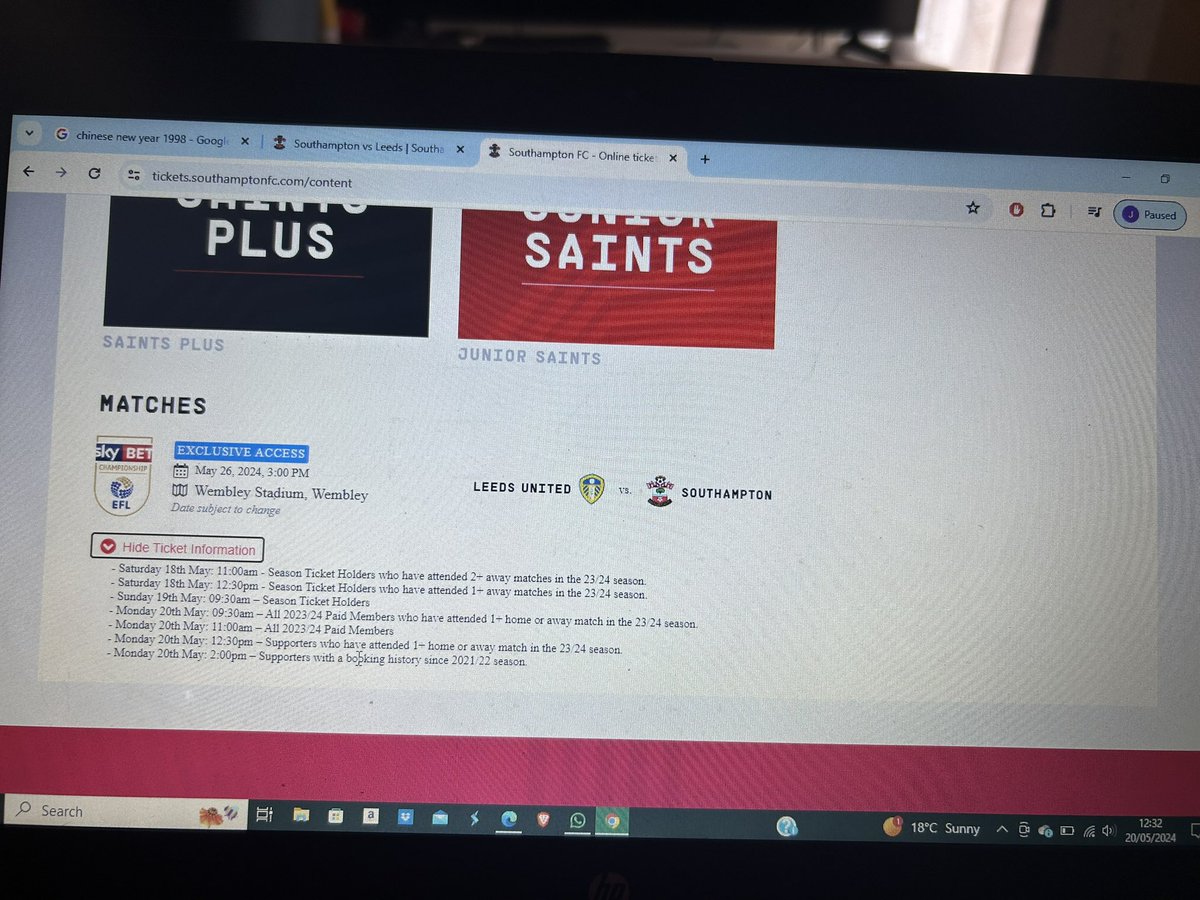 jemimag_'s tweet photo. What the fuck is going on @SouthamptonFC I’m eligible yet cannot buy after being in the queue for hours 😠😠😠 #saintsfc https://t.co/t06T6j3k0n