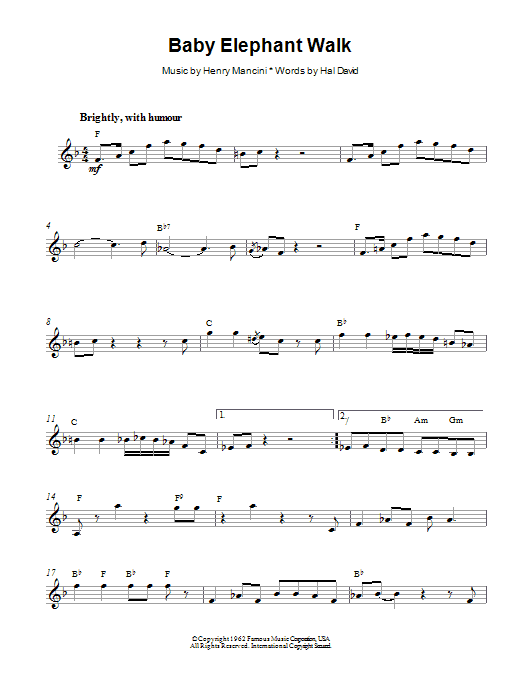 Henry Mancini Baby Elephant Walk Sheet Music Notes freshsheetmusic.com/henry-mancini-… #henrymancini #moonriver #music