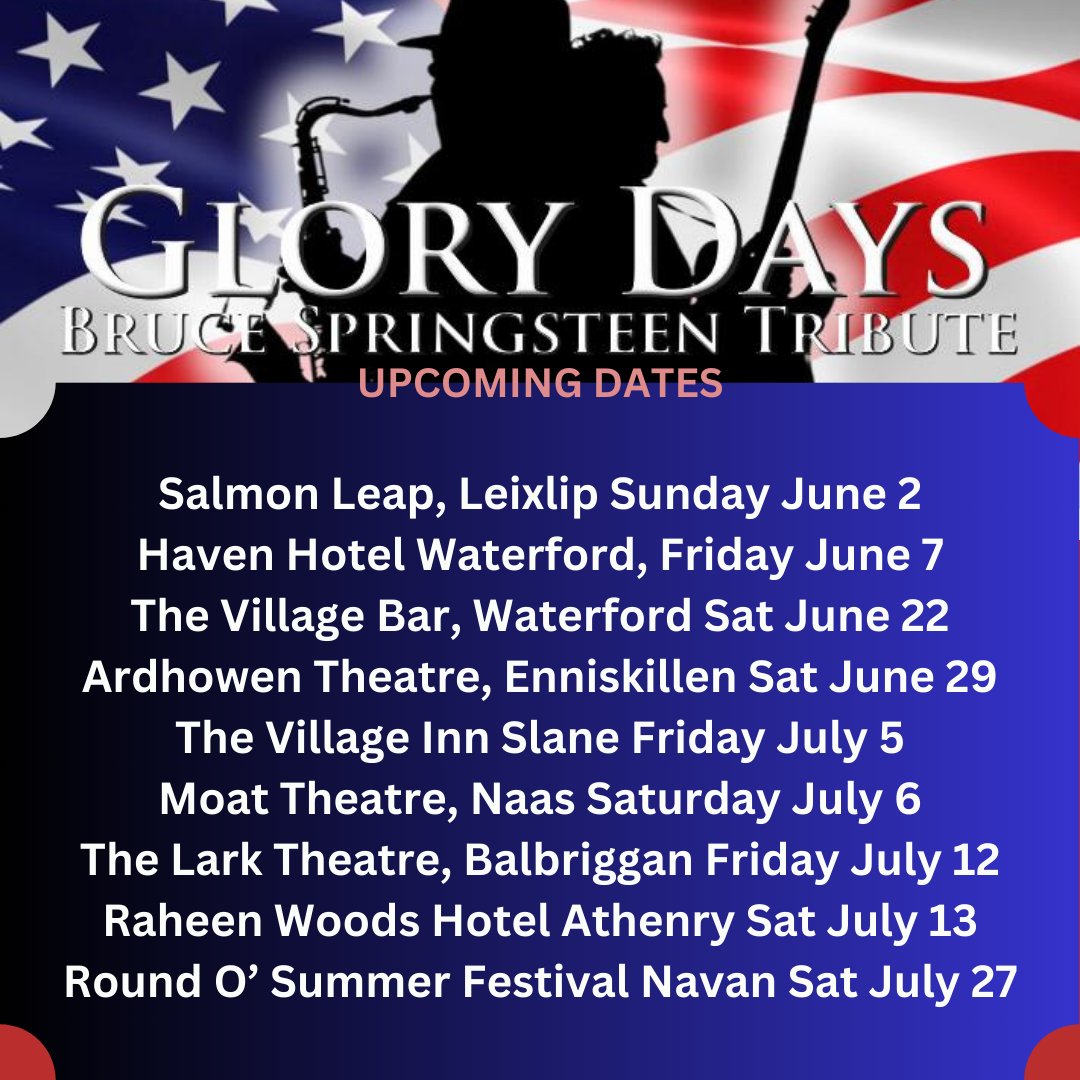 For those Bruce Springsteen fans who can't wait another few years for his next Irish concert, our tribute band GLORY DAYS will be playing all over Ireland. At some of the shows we will play live the album Born In The USA album.
#springsteen #springsteenfans #ireland #tributeband