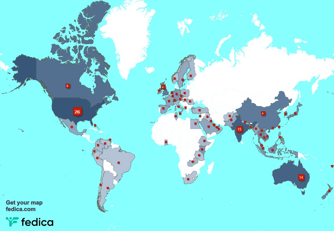I have 1 new followers from USA 🇺🇸 last week. See fedica.com/!dhatravada