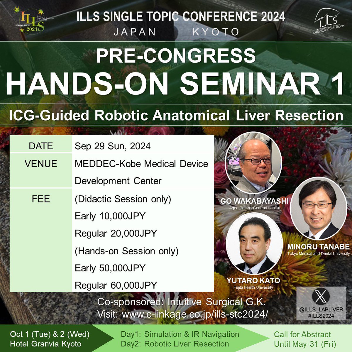 🍽️Delicious appetizers elevate your expectations for your main course

🤭Well we have a good one, oh actually THREE!

🎉THREE pre-congress HANDS-ON seminars during #ILLS2024 in #kyoto🇯🇵 

👇See the comment for the details

🖋️Submit your abstract by MAY 31: c-linkage.co.jp/ills-stc2024/