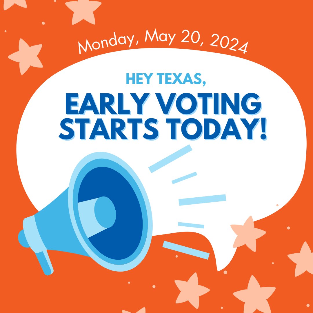 Hey Texas 👋 Early voting in the primary runoff elections starts TODAY! 🗳️ Make your voice heard and support your local public schools by sending in your ballot before it's too late! #TxEd #TxLege #PrimaryRunoffElections #GOTV #GetOutTheVote