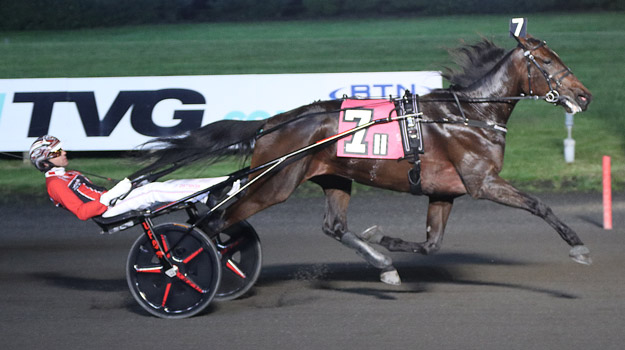Jiggy Jog S picked up right where she left off, jogs in the Cutler Read now bit.ly/44R3E5j @TheMeadowlands @StableSvanstedt Lisa Photo #harnessracing