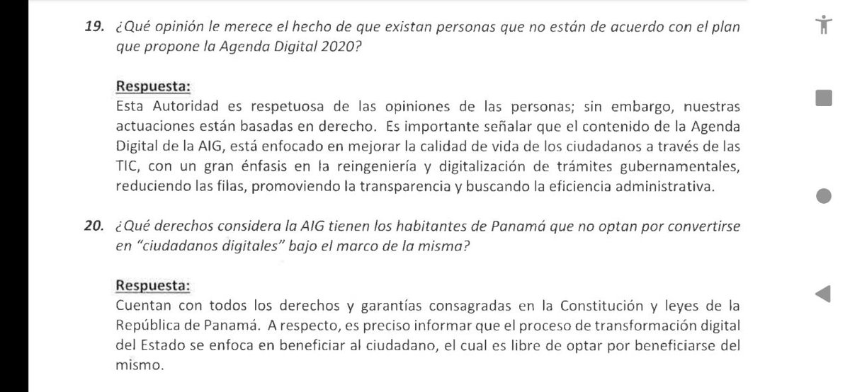 CandNiurka's tweet photo. @MarielaCastrel2 @MIVIOTPma @SilvioGuerraM @ANTAI_Panama Todos los beneficios como sus riesgos q ofrecen las tecnologías deben ser OPCIONAL. 
Tomar NOTA de la respuesta de la AIG a una solic. de info sobre ser ciudadano digital y responde que es Opcional x ende se seguirán respetando los derechos y garantías constitucionales👇🏻 https://t.co/v52hCXdBqn