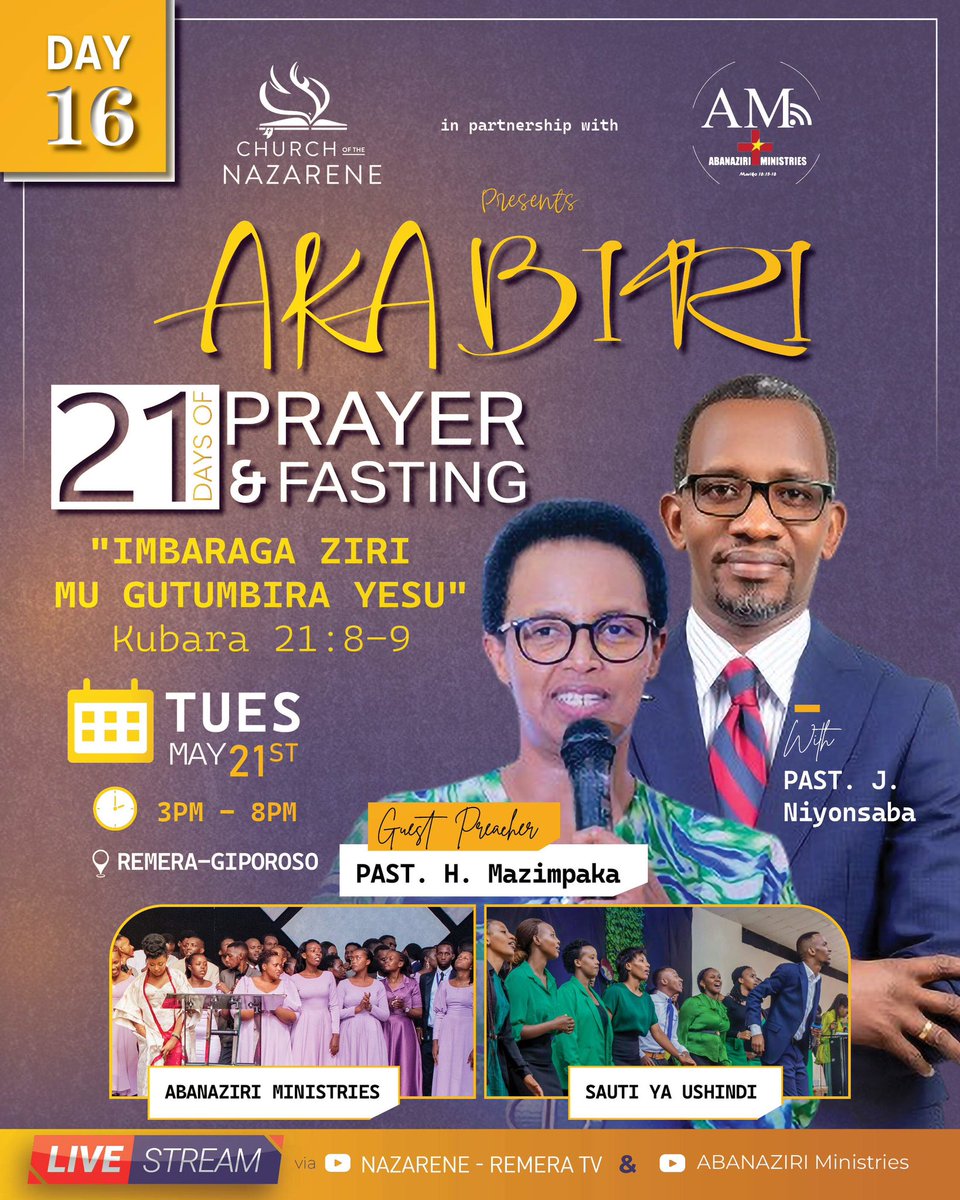 NRemera's tweet photo. #Day 16 “Lord, I love the house where you live, the place where your glory dwells.” Psalm 26:8

We cordially invite you to come and fellowship with us tomorrow at 3pm.

Don’t miss

#churchofthenazarene
#prayerandfasting
#akabiri https://t.co/xIoUakQeYH