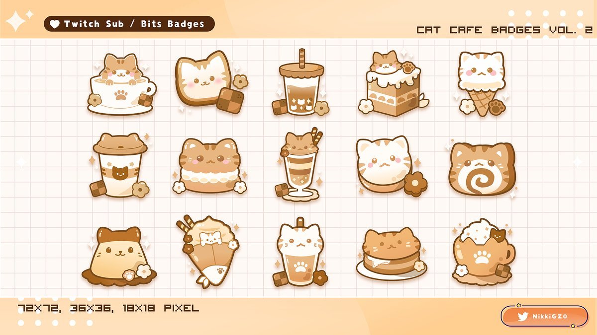 NikkiGZ0's tweet photo. catpuccino🐱
cat cafe twitch badges set✨ https://t.co/F27s1TzV6H