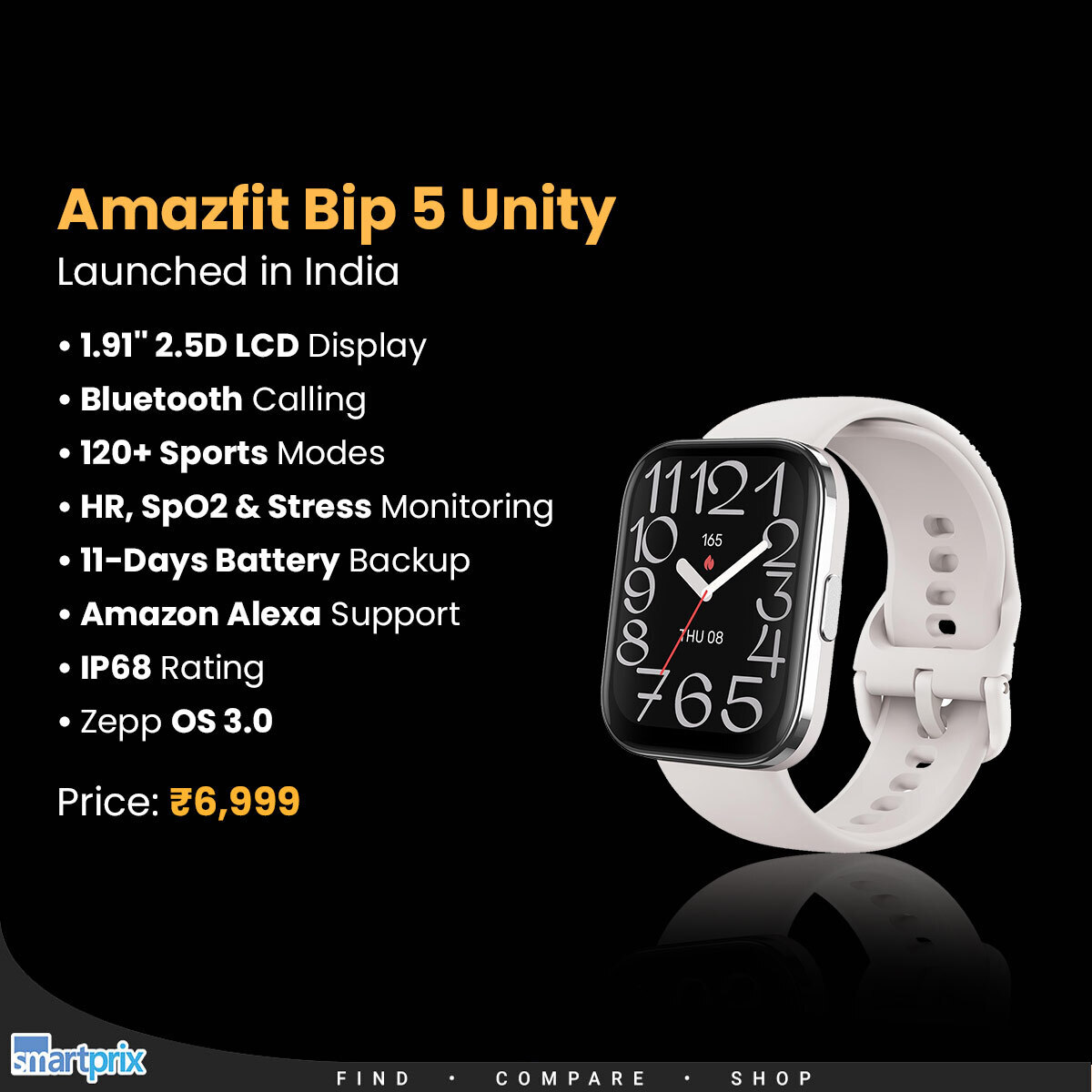 Amazfit Bip 5 Unity Smartwatch is here with 11 days of battery life & 120+ Sports modes smpx.to/4QIonb #Amazfit #AmazfitBip5Unity #Smartwatch