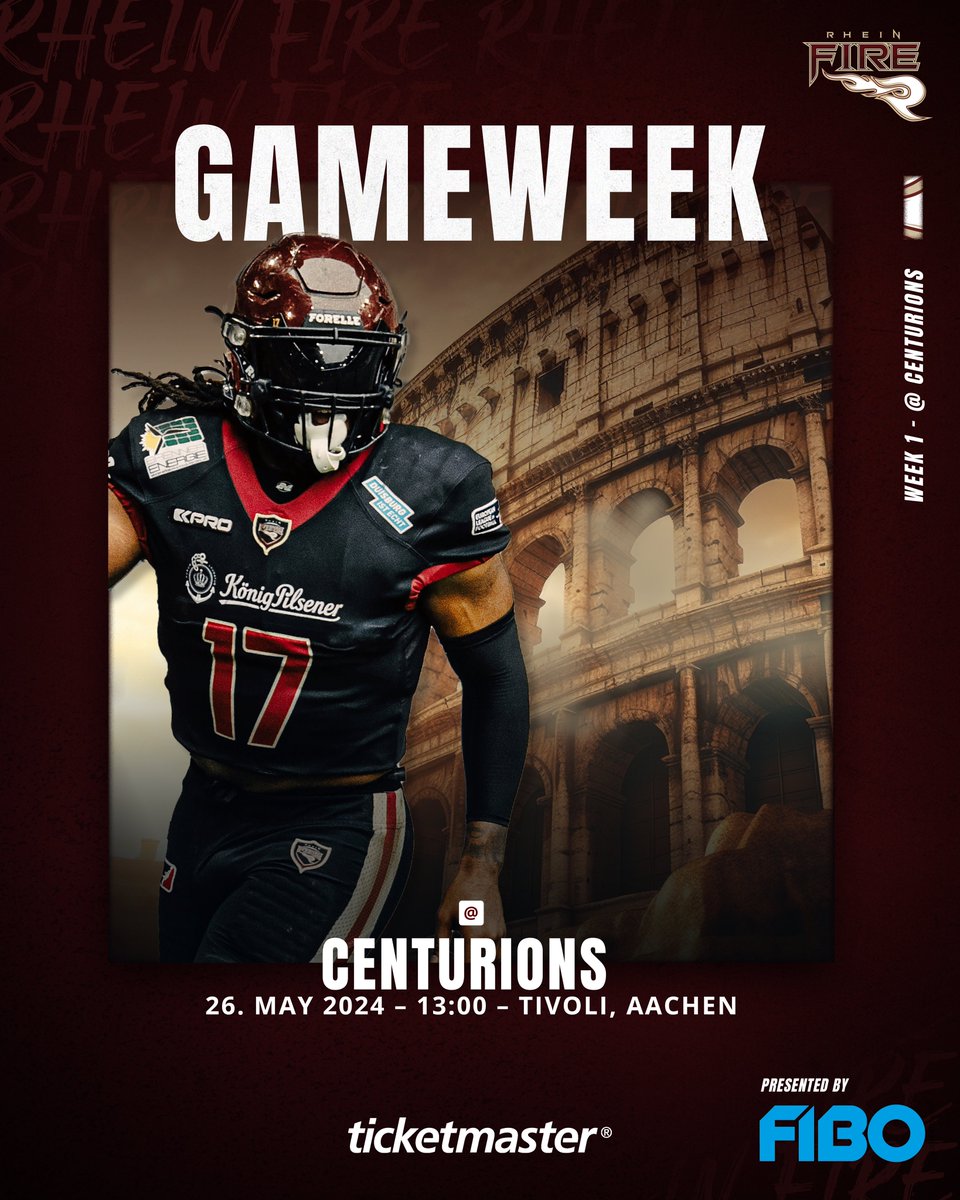 Been waiting for this… IT‘S GAMEWEEK! WEEK 1 🏟️ Stadion Tivoli ( Aachen ) 🆚 @centurionscologne 🗓️ 26.05.2024 🎟️ Ticketmaster