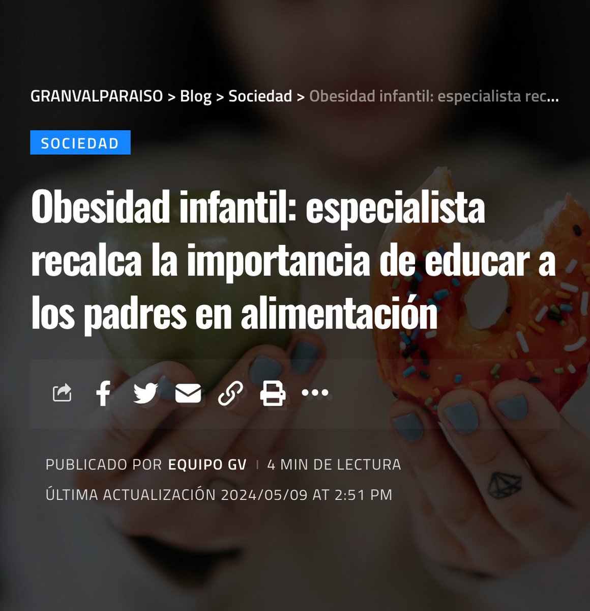 gvalpocl's tweet photo. Obesidad infantil: especialista recalca la importancia de educar a los padres en alimentación https://t.co/7a42I1yRXd https://t.co/FKezVZa4Nx