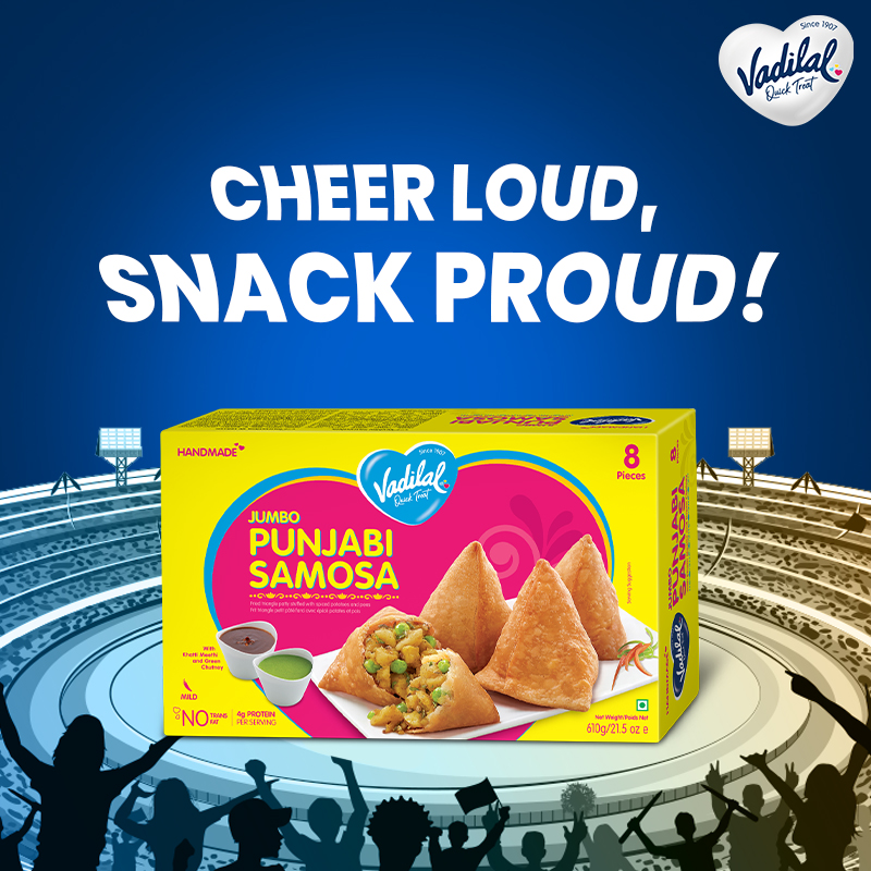 Add flavor and more fun to your IPL matches with Jumbo Punjabi Samosa! Get a big pack of this staple Indian street snack and let the match begin! Visit a grocery store near you to shop.

#VadilalGlobal #VadilalSnacks #PunjabiSamosa #Samosa