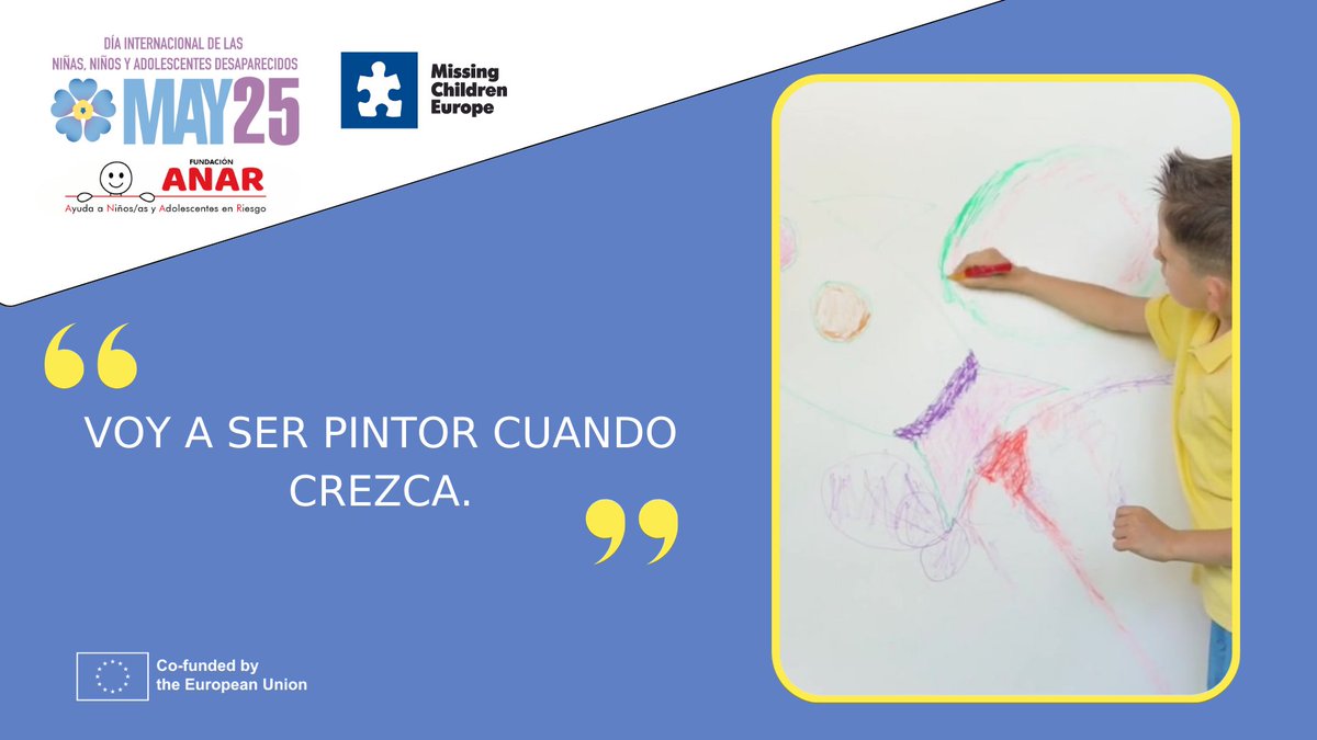 FundacionANAR's tweet photo. Los/as niños/as desaparecidos/as dejan atrás sueños por cumplir. 

#MissingDreams recoge estas aspiraciones, animándonos a unirnos en su ayuda. Únete a la causa para dar esperanza al futuro de estos niños/as 🌠

Más información: https://t.co/AuhnIY3eH3

#MissingChildren #IMCD2024 https://t.co/wTaP44OWFW