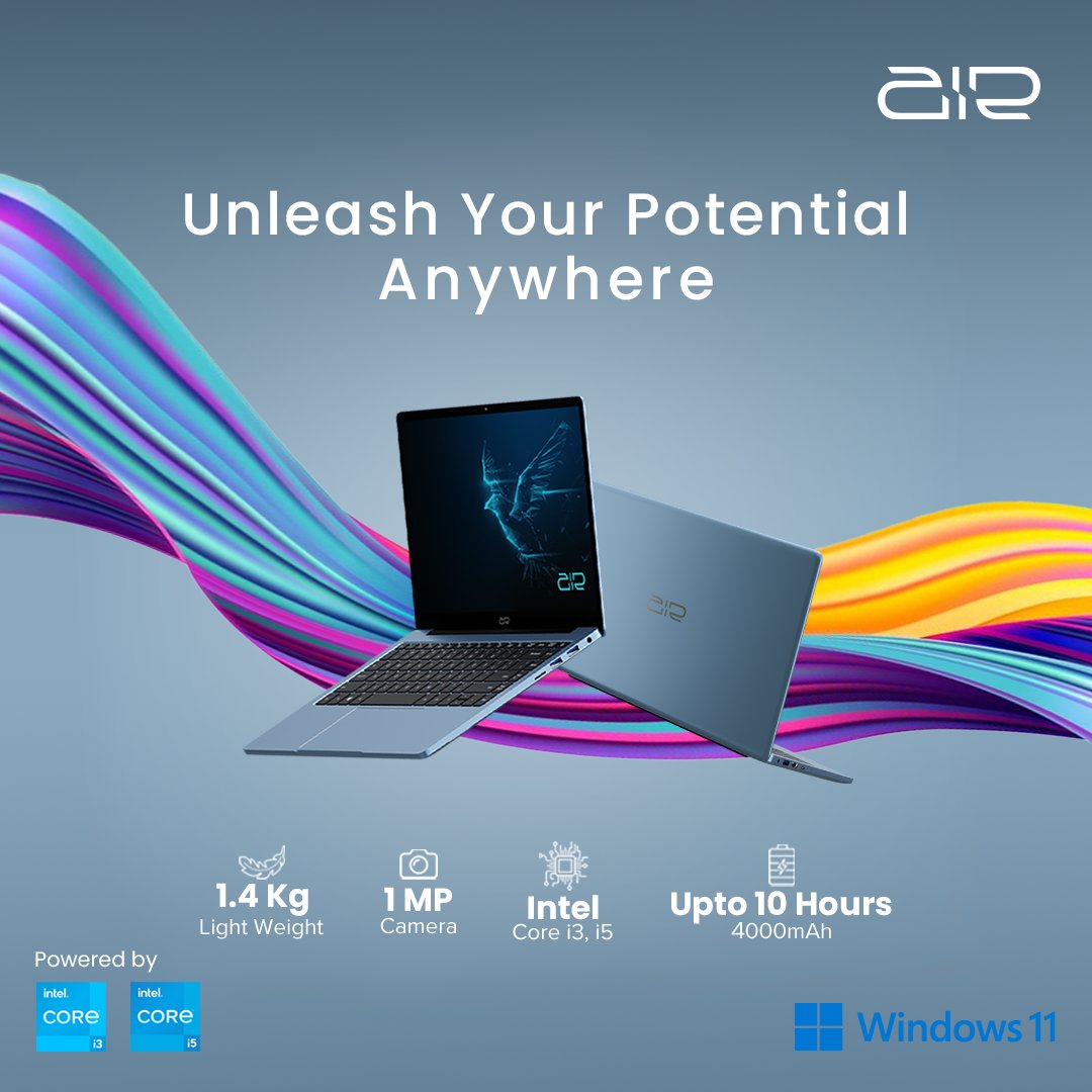 AirDigiLife's tweet photo. Unleash Your Potential Anywhere with Air Laptop#airdigilife #intel #intelindia https://t.co/Bnt2RJvbel