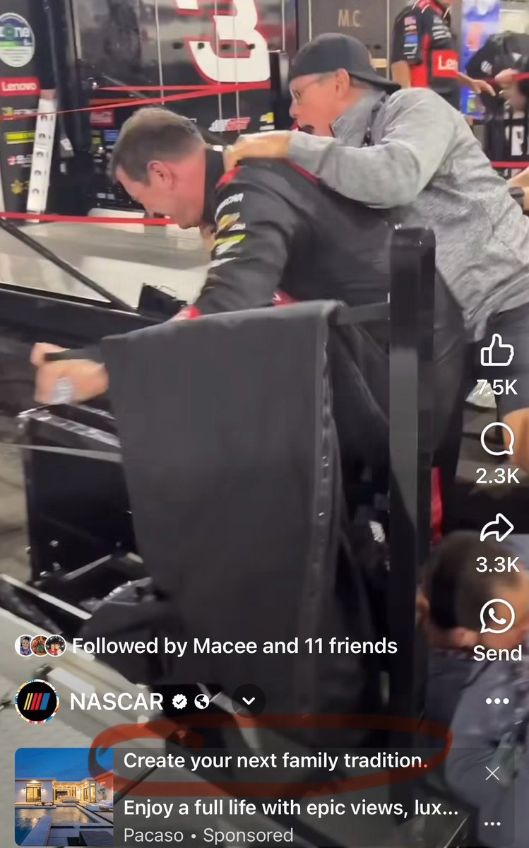JacquesDebris's tweet photo. Sometimes, the captions on Facebook ads just go perfectly with the posts they’re on. 

“Create your next family tradition.” 

@KyleBusch @StenhouseJr #RickysDad @NASCAR @NorthWilksboro https://t.co/NJNlK2qBgw