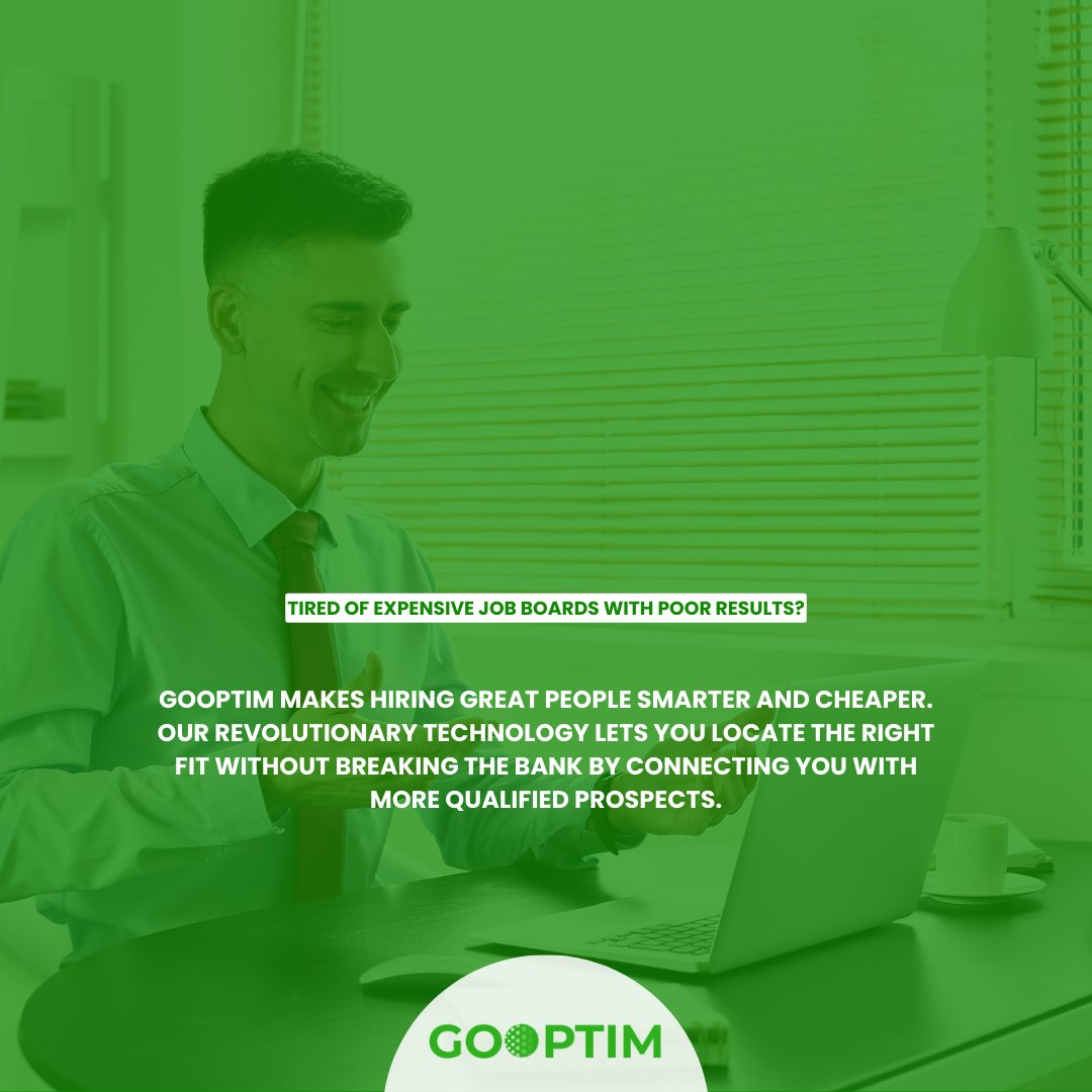 proaipath's tweet image. gooptim makes hiring great people smarter and cheaper. our revolutionary technology lets you locate the right fit without breaking the bank by connecting you with more qualified prospects. #hiringmadeeasy #smartrecruitment #affordablehiring #toptalent #recruitmentrevolution