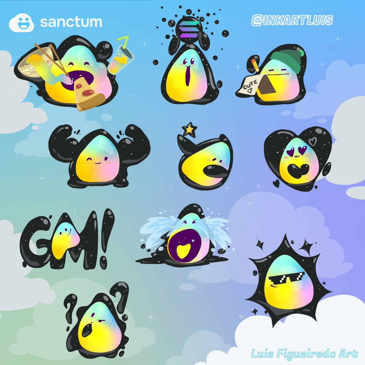 My take on the STICKERS for @sanctumso 😉📷 More appealing way to show these little guys Which one is your favorite? Let me know🤔 @eggpanned #WonderlandArtContest with @KamiNFTofficial 🔥