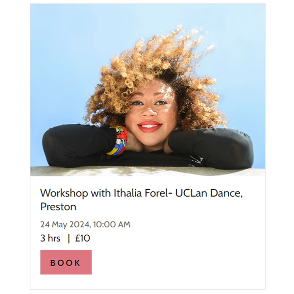 Join us for our #DanceWorkshop 'Journey to Joy: Exploring Contemporary African Dance' with Ithalia Forel at #UCLanDance on 24th May. Ithalia guides you to delve into authentic movement, play, and improvisation based on contemporary #AfricanDance practices. lpmdance.com/move-with-us/o…