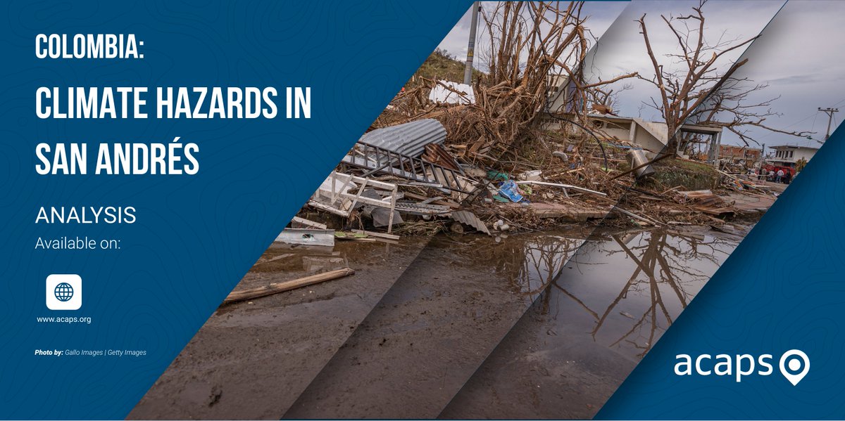 #Colombia: the department at ⤴️risk of climate change is San Andrés. This risk involves impacts on #foodsecurity, water resources, biodiversity, health, human habitat & infrastructure. With 62,000🧑‍🤝‍🧑at risk of being affected by the 2024 hurricane season 🔗acaps.org/en/countries/a…