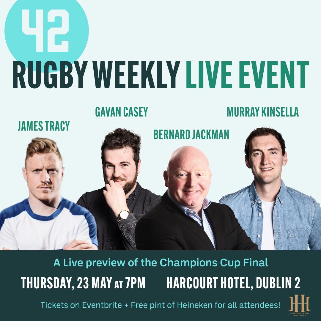 Murray Kinsella (@murray_kinsella) on Twitter photo Looking forward to this Champions Cup final preview night at <a href="/HarcourtBar/">Harcourt Bar & Garden</a> in Dublin on Thursday!
Tickets available here: eventbrite.ie/e/the-42-champ… Looking forward to this Champions Cup final preview night at <a href="/HarcourtBar/">Harcourt Bar & Garden</a> in Dublin on Thursday!
Tickets available here: eventbrite.ie/e/the-42-champ…