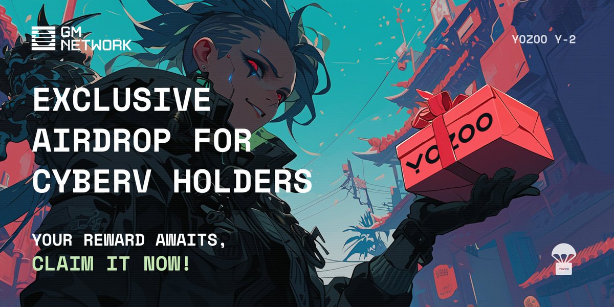 yichuan_drive's tweet photo. Great news for #CyberV HODLers powered by @GMNetwork_AI 😜

#GMYozoo - first DePIN in GM ecosystem will be on Launchpad! 🫵

CyberV holder will gets one Yozoo Y-2 for FREE via airdrop > Will shipped to your country 🦾

Snapshot will come soon 🫡

Dive 👉 https://t.co/czwjS42rzm https://t.co/swE8Hc8NHg