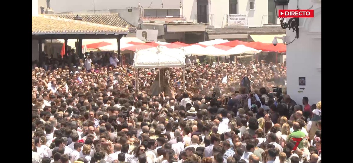 🟣 La Virgen del Rocío en su último tramo del recorrido, de la calle Moguer camino del Santuario. ✅ En directo en @7TVSevilla 📺 🔗 7tvandalucia.es/sevilla/#