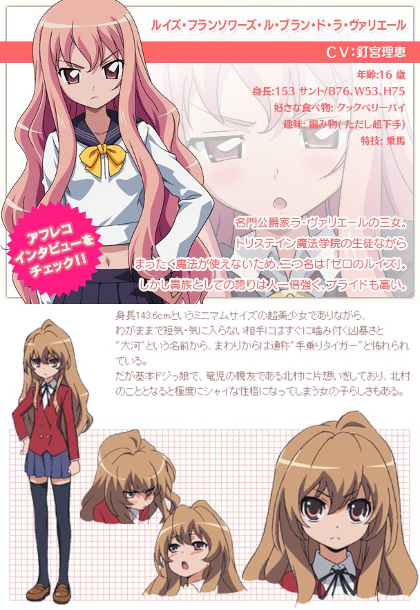 釘宮理恵さん演じる制服姿のルイズと 逢坂大河は、もはや他人とは思え