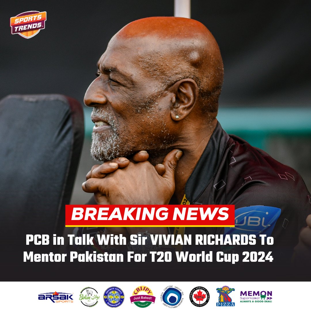 🚨 BREAKING NEWS 🚨 Reports suggest That Pakistan Cricket Board is negotiating with Sir Vivian Richards to mentor the Pakistan Cricket Team for the ICC World T20 2024 #Cricket #Pakistan #PakistanCricket #VivRichards #T20WorldCup #T20WorldCup2024 #PAKvENG #PAKvsENG