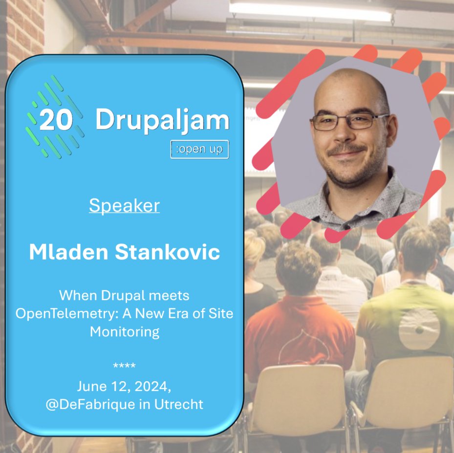 Drupaljam's tweet image. Don&apos;t miss Mladen Stankovic&apos;s session at Drupaljam :open up! Learn how integrating Drupal with OpenTelemetry can enhance site reliability. Secure your tickets now! tinyurl.com/66e52atn 

#Drupaljam #SiteMonitoring #OpenTelemetry