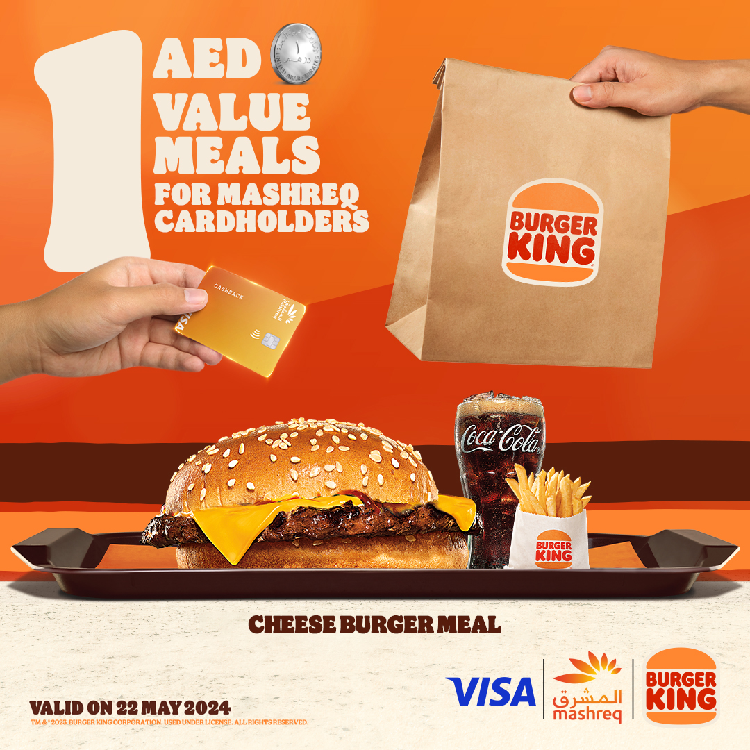 burgerking_uae's tweet photo. أين الفخ؟ ما فيه أي فخ. يوم 22 مايو، إذا كنت تحمل بطاقة المشرق، يمكنك الاستمتاع بأي من وجباتنا الثلاث اللذيذة بـ درهم واحد فقط. 
ما يفوتك العرض.

What’s the catch? None. On May 22, enjoy any of our three meals for 1 dirham only if you're a Mashreq Card Holder. 
Don’t miss out! https://t.co/JUVQqY40O9