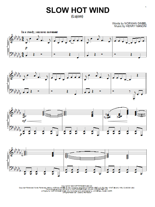 Henry Mancini Slow Hot Wind (Lujon) Sheet Music Notes freshsheetmusic.com/henry-mancini-… #henrymancini #moonriver #music