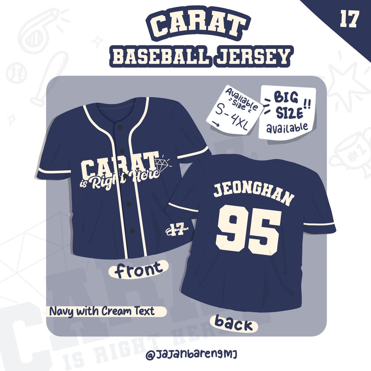 jajanbarengmj's tweet photo. pre - order carat baseball jersey ⚾️💎

available 2 color / 2 version
- reguler size 189k &amp; big size 209k -

link order &amp; details : https://t.co/39chqmd5yD

overseas GO are welcome &amp; kindly dm me!🙆🏻‍♀️🩵 https://t.co/IyNXlhthAG