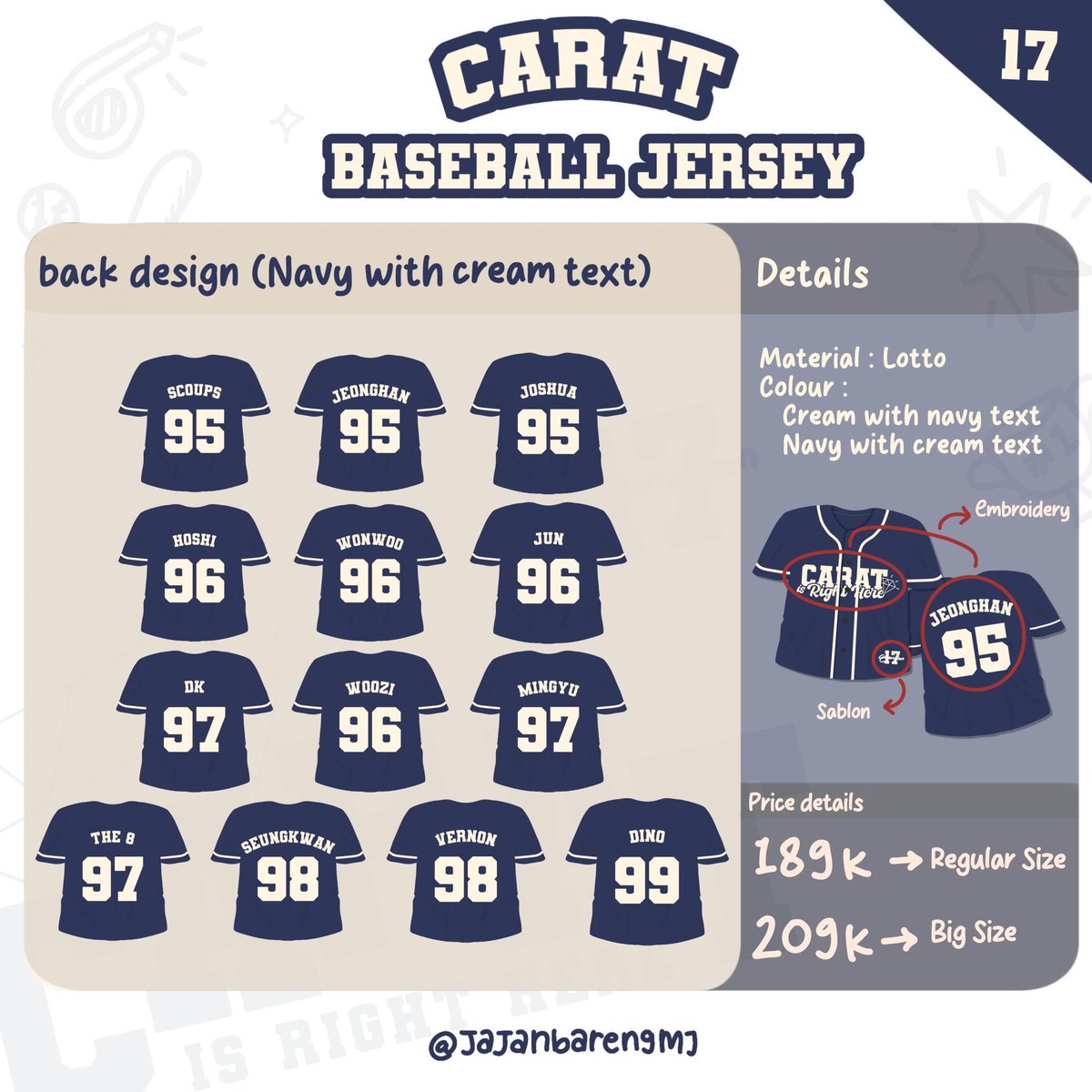 jajanbarengmj's tweet photo. pre - order carat baseball jersey ⚾️💎

available 2 color / 2 version
- reguler size 189k &amp; big size 209k -

link order &amp; details : https://t.co/39chqmd5yD

overseas GO are welcome &amp; kindly dm me!🙆🏻‍♀️🩵 https://t.co/IyNXlhthAG